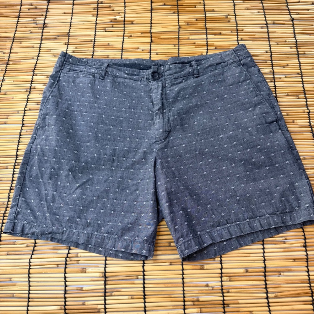 Calvin Klein Mens Gray Diamond Print Cotton Chino Shorts Size 36W Charcoal
